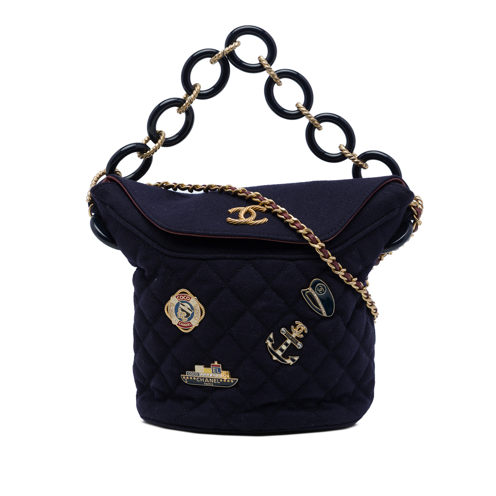 Pre-Loved Chanel Paris Hamburg Quilted Wool Charms Bucket Bag